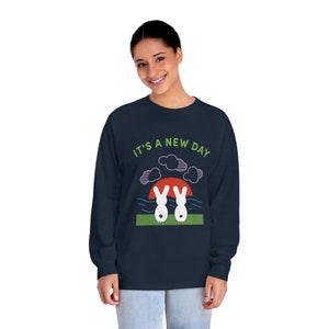 It&#39;s a New Day - Adult Unisex Long Sleeve Tee - Cute Bunny Rabbit Shirt