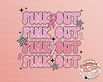 PINK OUT Patterned Breast Cancer Awareness Pink Out October Shirt Design | Transparent PNG Digital Download Print Sublimation