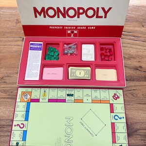 Vintage 1984 Waddingtons Monopoly Board Game UK Complete Set with Spares – Retro Family Game