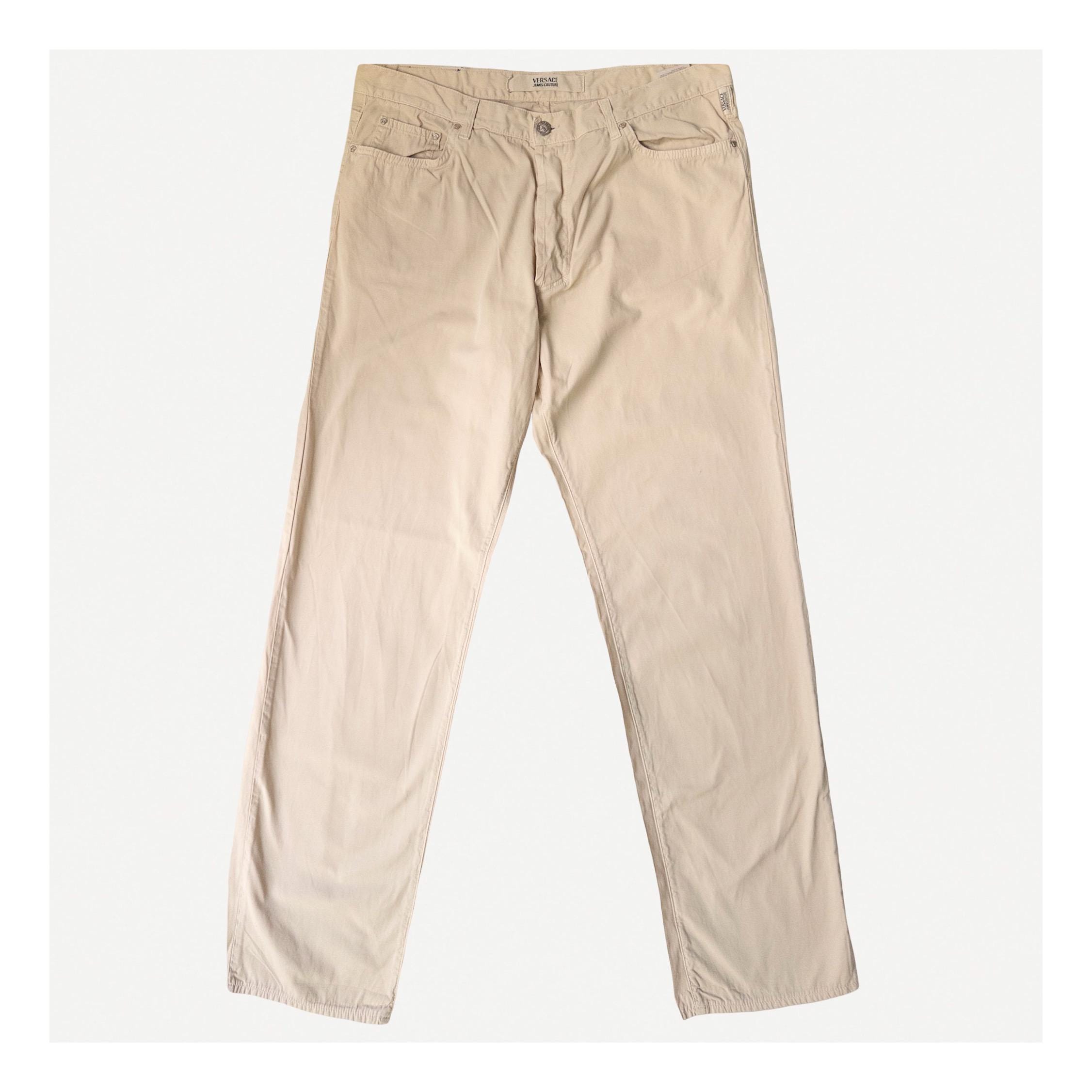 Versace Jeans Couture, Vintage beige Versace Jeans Couture Cotton jeans trousers (W36) – Made in Italy Straight Leg Twill