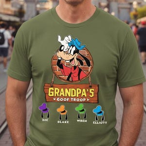 Goofy Grandpa With Custom Grandkids Name Comfort Colors Shirt, Personalized Grandpa's Goof Troop Disney T-shirt,  Father's Day Gift For Him
