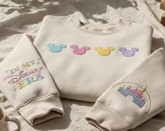 Embroidered Mickey Mouse In My Disney Era Sweatshirt, Disney Castle Embroidery Sweater, Disneyworld Disneyland Family Trip, Magic Kingdom