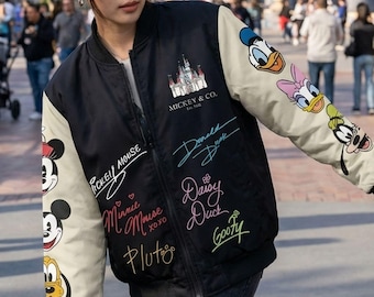 Chaqueta bomber con el logo de Mickey y sus amigos, chaqueta polar vintage de Disney, jersey con estampado de Mickey y compañía de 1928, viaje a Disneyland, Magic Kingdom