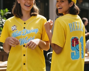 Disney Belle en het Beest honkbaltrui, mevrouw Potts & Chip honkbaltrui, Walt Disney World Belle Jersey, Disneyland honkbalteam cadeau