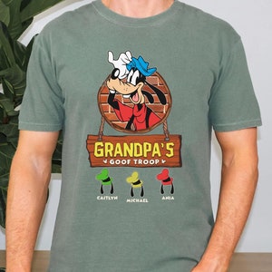 Goofy Grandpa With Custom Grandkids Name Comfort Colors Shirt, Personalized Grandpa's Goof Troop T-shirt,  Father's Day Gift For Him