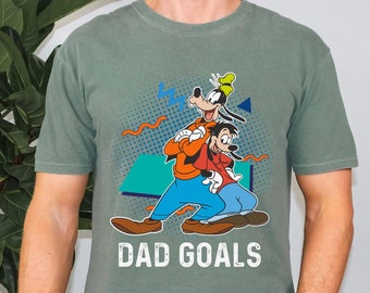 Retro jaren 90 Goofy en Max Dad Goals Comfort Colors Shirt, A Goofy Movie, bijpassend T-shirt vader en zoon, Vaderdagcadeau, Disneyland-reis