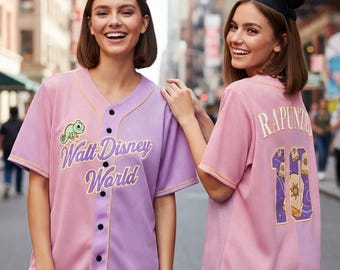 Camiseta de béisbol de Disney Enredados, Pascal, Sol Enredado, camiseta de Rapunzel de Walt Disney World, regalo del equipo de béisbol de Disneyland para fans de Disney.