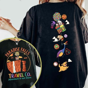 Two Sided Flying Balloon House Shirt, Wilderness Explorer Tee, Adventure Travel Co Apparel, Matching Family Vacation, Dog and Bird Shirt