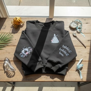 Gesticktes Cinderella Carriage Floral Bibbidi Bobbidi Boo Sweatshirt, Prinzessin Stickerei Shirt, World Disneyland Girls Trip