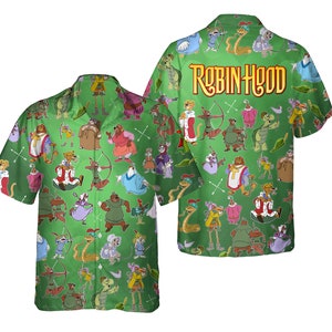 Robin Hood-personages Hawaiiaans shirt, Little John, Sir Hiss, Prince John, Hawaii-shirt familie, Disneyland Summer Trip, Magic Kingdom