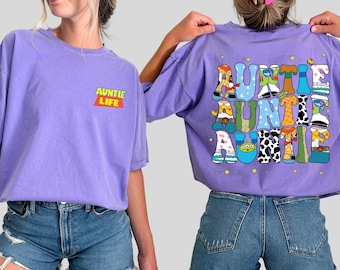 Camiseta de Toy Story con colores de doble cara para tía, camiseta retro de Disney para tía, regalo para el Día de la Madre para tía, Jessie, Woody, Buzz Lightyear