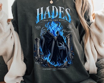 Blue Flame Underworld Greek God Shirt, Gothic Skeleton Tee, Lord of The Dead Shirt, Spooky Villain Shirt, Mythology Halloween T Shirt