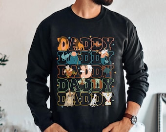 Camiseta de personajes de Disney para papá, camiseta de Disney para papá, Mufasa Maurice Pongo, regalo para el Día del Padre de parte de los niños, viaje a Disneyland, camiseta para papá primerizo