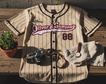 Disney Oliver and Company Baseball Trikot, Dodger Dog 88 Gestreiftes Trikot, Disney Film Fan Sport Outfit, Disneyland Baseball Team Geschenke