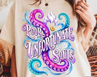 Poor Unfortunate Souls Shirt, Watercolor Sea Witch Villain Tee, Witchy Halloween Shirt, Theme Park Vacation T Shirt