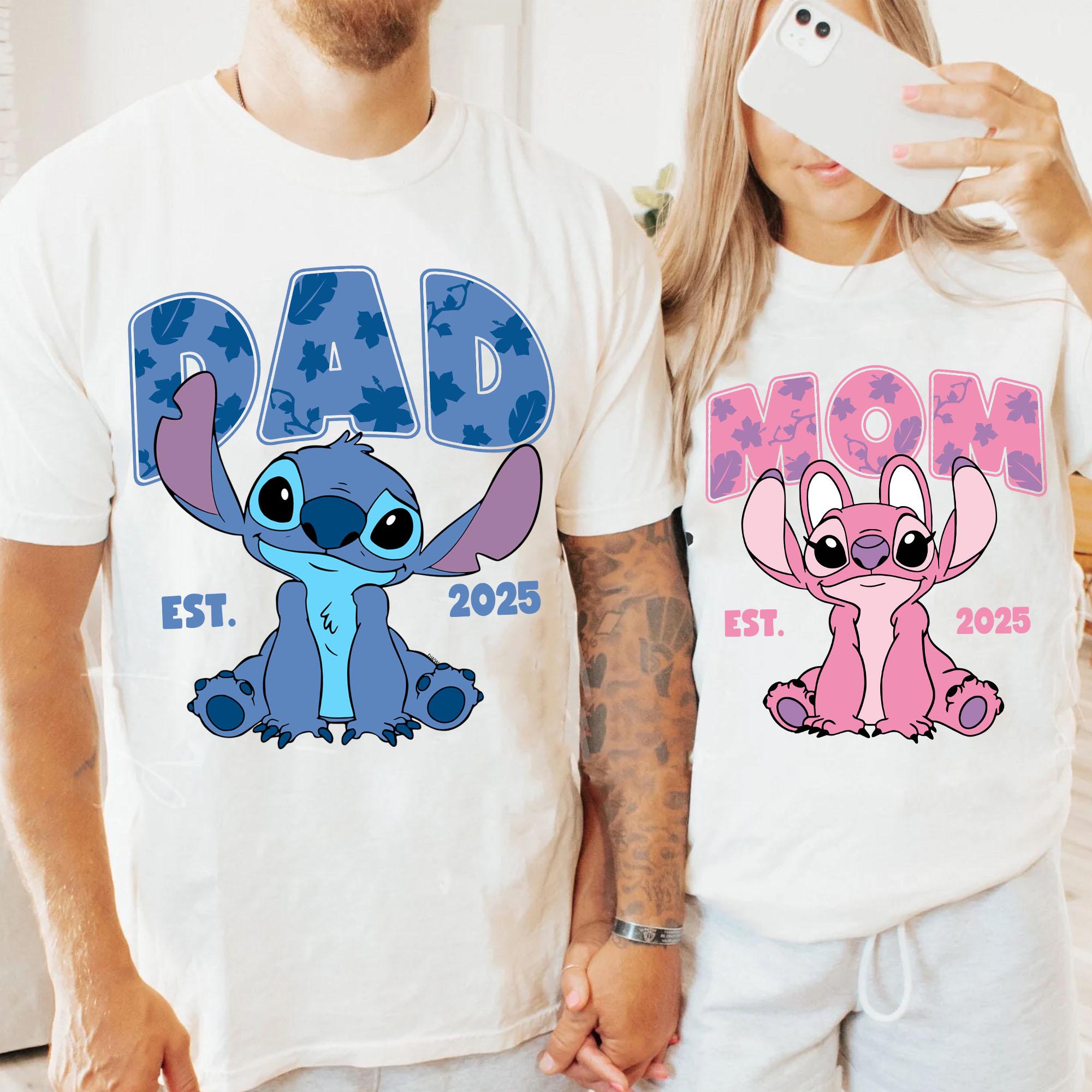 Custom Est Stitch and Angel Mom Dad Matching Shirt, Lilo & Stich 