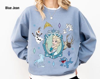 La reine des neiges Elsa Princesse coquette noeud aquarelle, T-shirt princesse Disney pour filles, chemise Olaf Sven Bruni, Disneyland Girls trip assorti