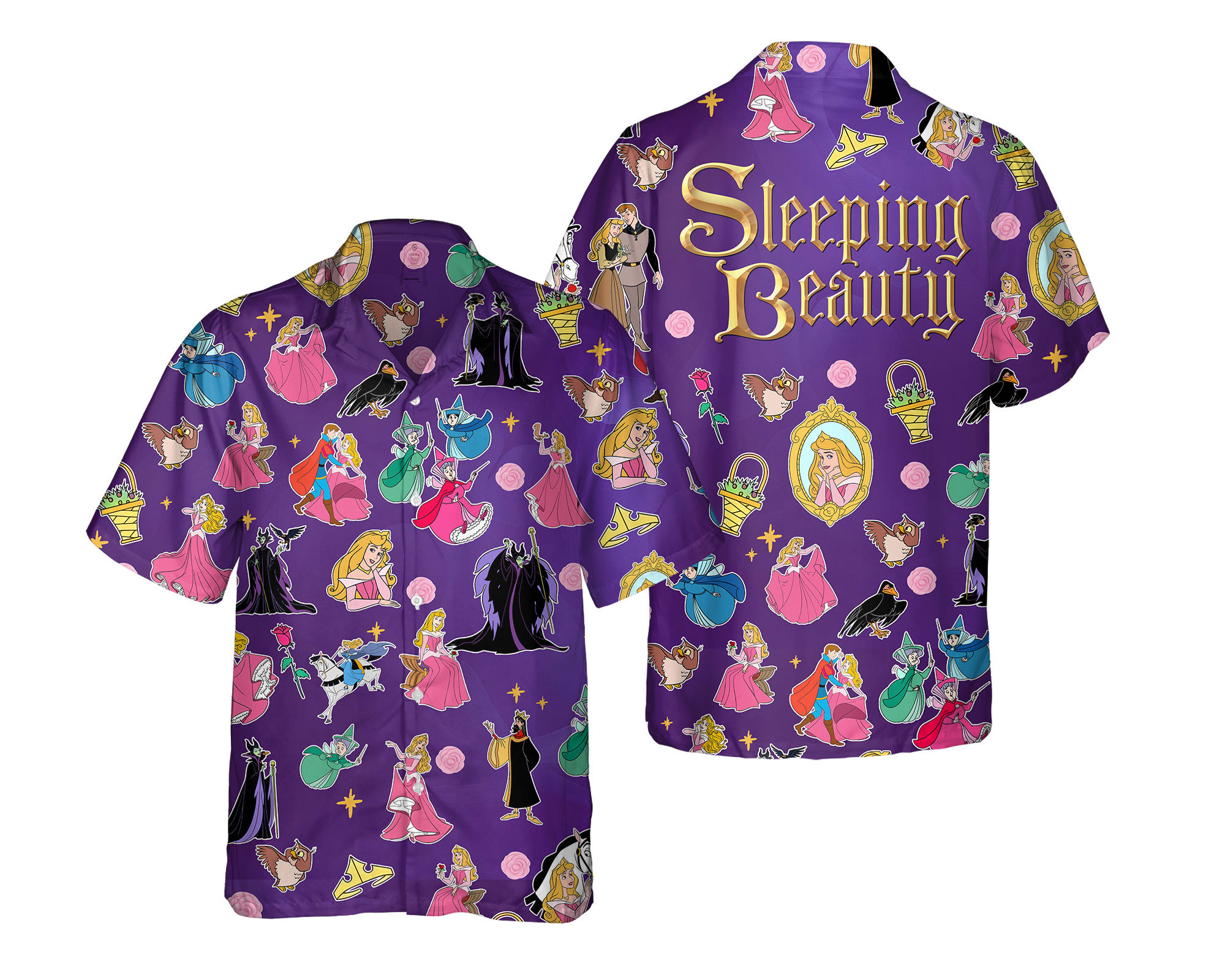 Retro Sleeping Beauty Group Characters Hawaiian Shirt