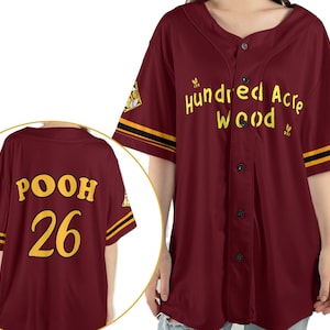 Winnie The Pooh Hundred Acre Wood  2 Sided Baseball Jersey Shirt,  Pooh Bear Sport Outfits,  World Disneyland Trip Birthday Gift