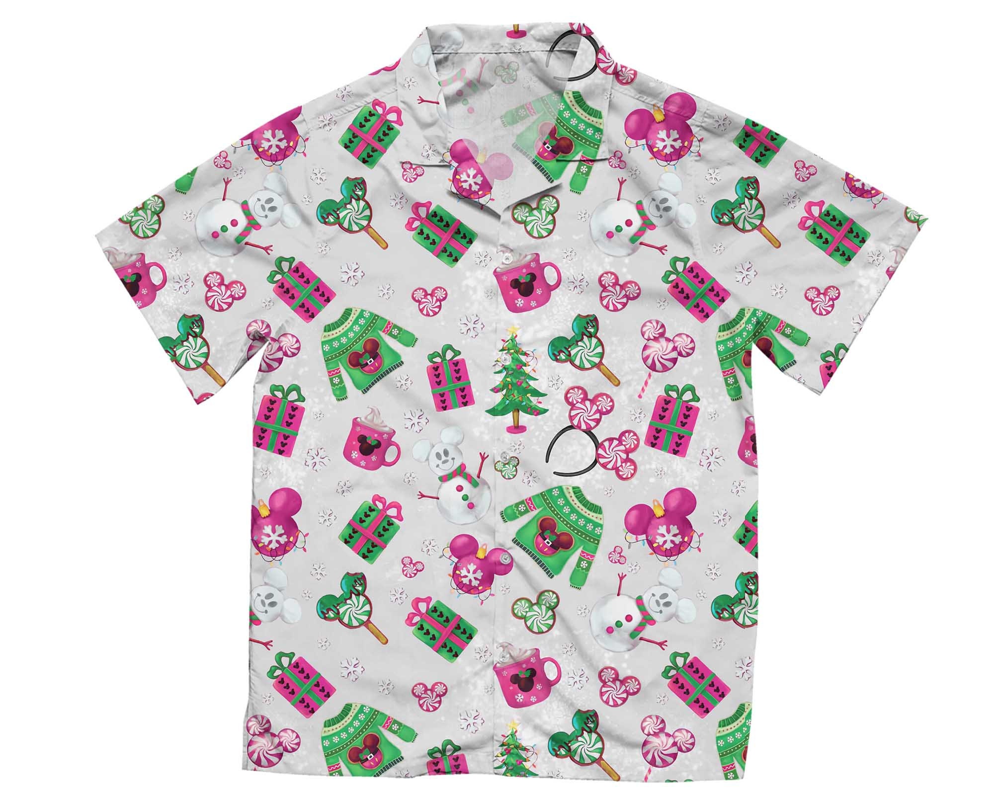 Mickey Mouse Ears Christmas Tree Snack Hawaiian Shirt