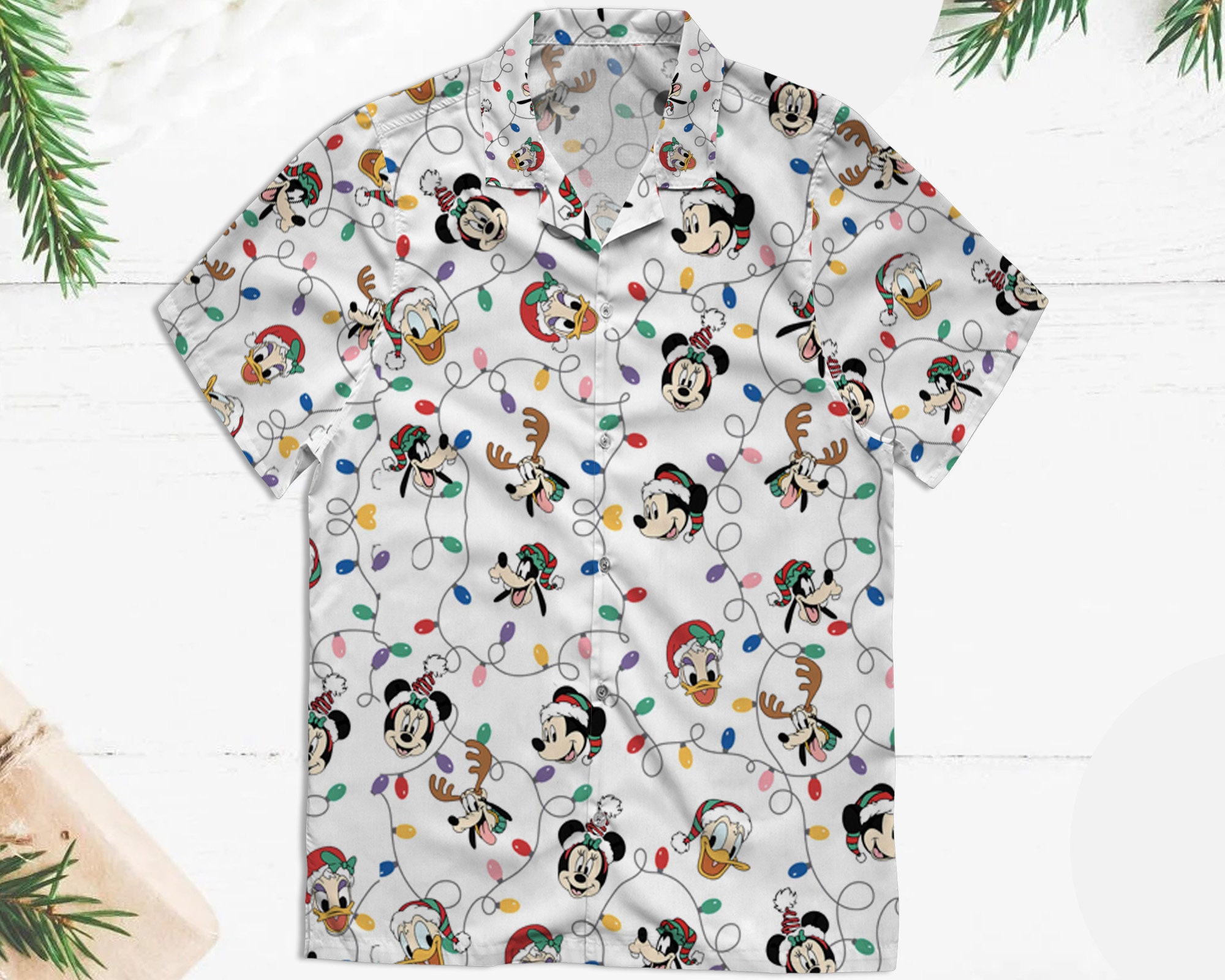Vintage Mickey And Friends Christmas Light Hawaiian Shirt