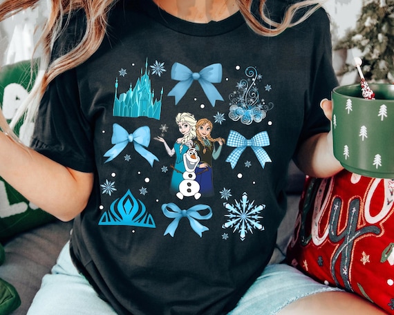 Frozen Elsa Anna Olaf Christmas Coquette Bow Shirt, Disney Frozen Christmas T-shirt, Mickey's Very Merry Christmas Party, Disneyland Holiday