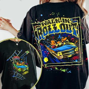 Two Sided Disney Mickey And Pluto Rock N Roller Coaster T-shirt, Walk In Rock Out Tee, Hollywood Studios, Disneyland Family Trip Matching