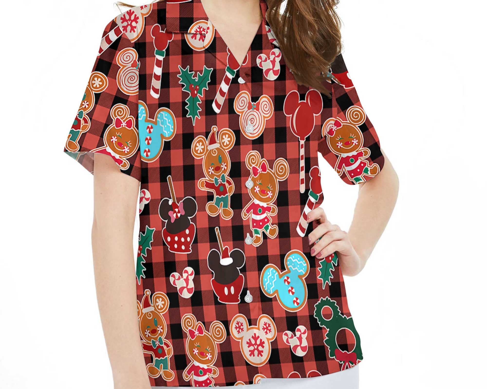 Mickey Minnie Gingerbread Food Snacks Hawaiian Shirt