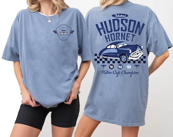 Camisa a cuadros de colores cómodos de Doc Hudson 51 The Fabulous Hudson Hornet, camiseta vintage de Disney Cars de los años 70, camiseta de Radiator Springs