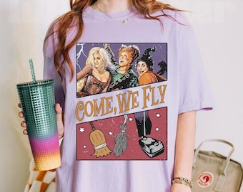 Retro häxsystrar-tröja, vintage Halloween Coven-grafiktröja, kuslig magisk t-shirt, höstgåva för kvinnor
