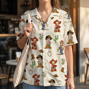 Mickey and Friends Western Cowboy Hawaiian Shirt, Disney Western Country Hawaii Shirt, Mickey Donald Goofy, Disneyland Family Summer Trip