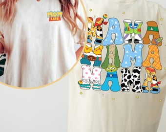 Two Sided Toy Story Mama Comfort Colors Shirt, Retro Disney Mom Life T-shirt, Mother's Day Gift, Mommy Birthday, Jessie Woody Buzz Lightyear