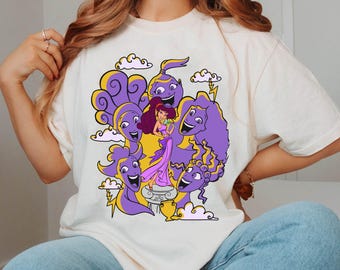 Vintage Megara and the Muses comfort kleuren shirt, Disney Hercules T-shirt, Hercules The Muses T-shirt, Disneyland Trip, bijpassende outfit meisjes