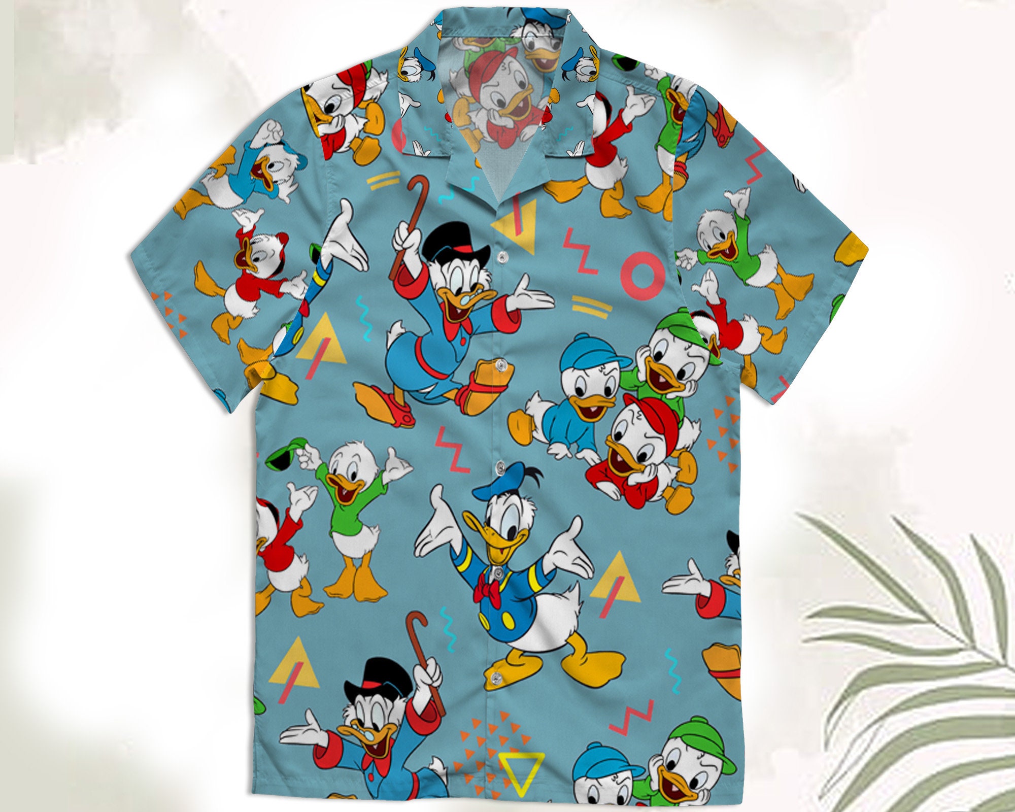 Retro 90s Ducktales Scrooge Mcduck Donald Huey Dewey Louie Duck Disney Hawaiian Shirt