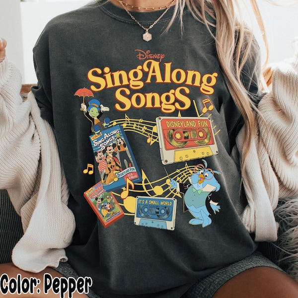 Disney Jiminy Cricket and Professor Owl Sing Along Songs Shirt, Disneyland Fun Its A Small World Cassette Tape Tee, WDW Family Trip Outfit