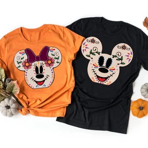Mickey Minnie Mouse Sugar Skull Shirt, Day Of The Dead  Halloween Couple Disney T-shirt, Halloween Party, Spooky Season,  Fall Autumn