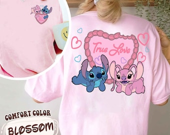 Camiseta "Amor verdadero" con punto de dos caras y ángel, camiseta de San Valentín de pareja de Disney, camiseta "Sé mío", regalo de aniversario, camiseta de San Valentín de Disneyland