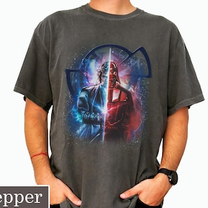 Anakin Skywalker & Darth Vader Half Face Lightsaber Portrait Comfort Colors Shirt, Star Wars Dark Side Tee, Galaxy&#39;s Edge Hollywood Studios