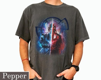 Anakin Skywalker & Darth Vader Half Face Lightsaber Portrait Comfort Colors Shirt, Star Wars Dark Side Tee, Galaxy&#39;s Edge Hollywood Studios