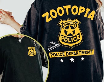 Camiseta de la policía de Zootopia de doble cara, camiseta de Zootrópolis de Disney, conjunto familiar a juego para viaje a Disneyland, regalo de cumpleaños de Disney