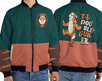 Vintage 90's Disney Tigger Embroidered Denim Varsity Bomber Jacket