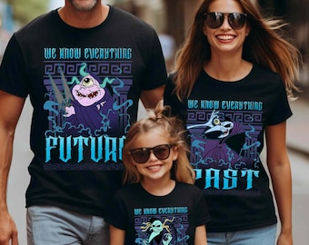 Camiseta de los villanos de Disney, Hércules y las Tres Parcas. "Lo sabemos todo, pasado, presente y futuro". Camiseta a juego para viajes familiares a Disneyland. Regalo de cumpleaños.