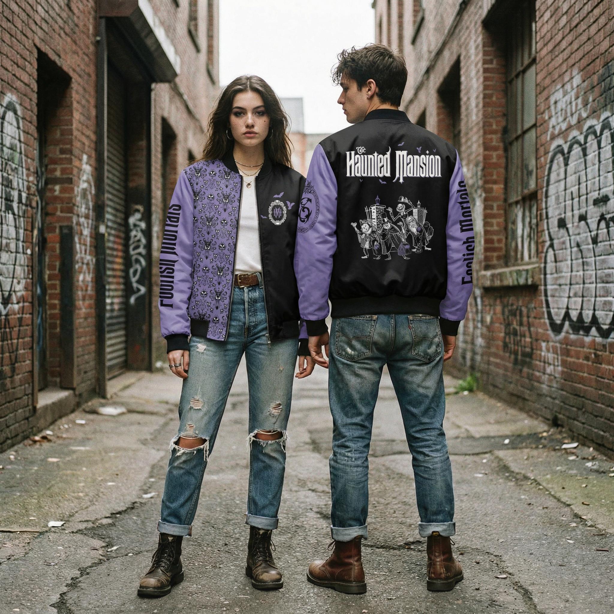 Spooky Theme Park Bomber Jacket, Matching Couple 2026 Vacation