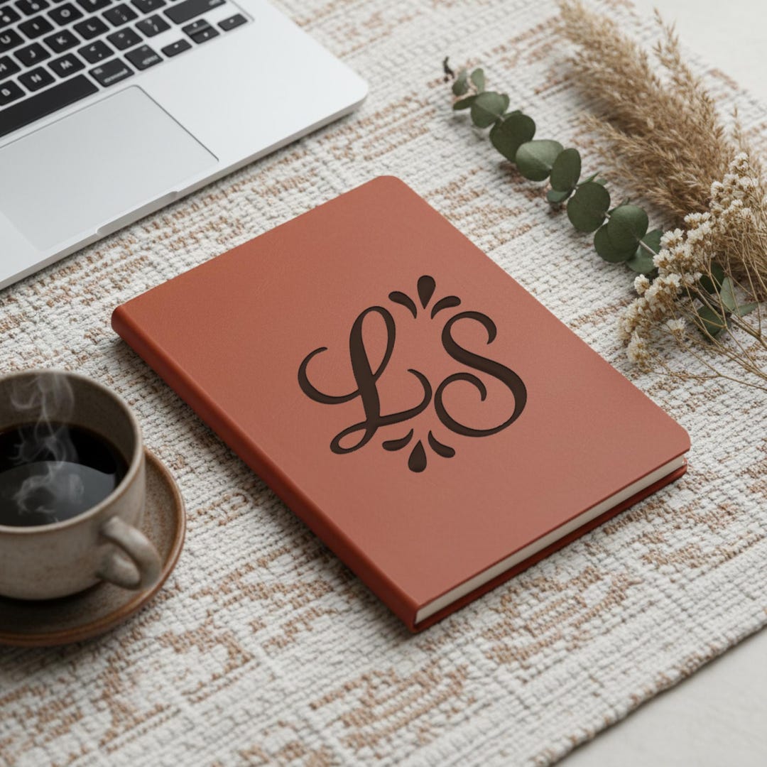 Custom Name Monogram Leather Notebook, Personalized Gifts for Coworker ...