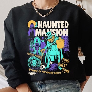 Retro Haunted Mansion Comfort Colors Shirt, Hitchhiking Ghosts Madame Leota Hatbox Ghost, Disney Halloween Party, Disneyland Spooky Season