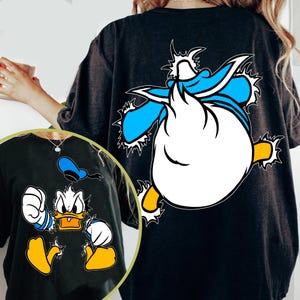 Two Sided Grumpy Donald Duck Front and Back Comfort Colors Shirt, Funny Donald Portrait  Tee, Disneyland Family Trip, Birthday Gift