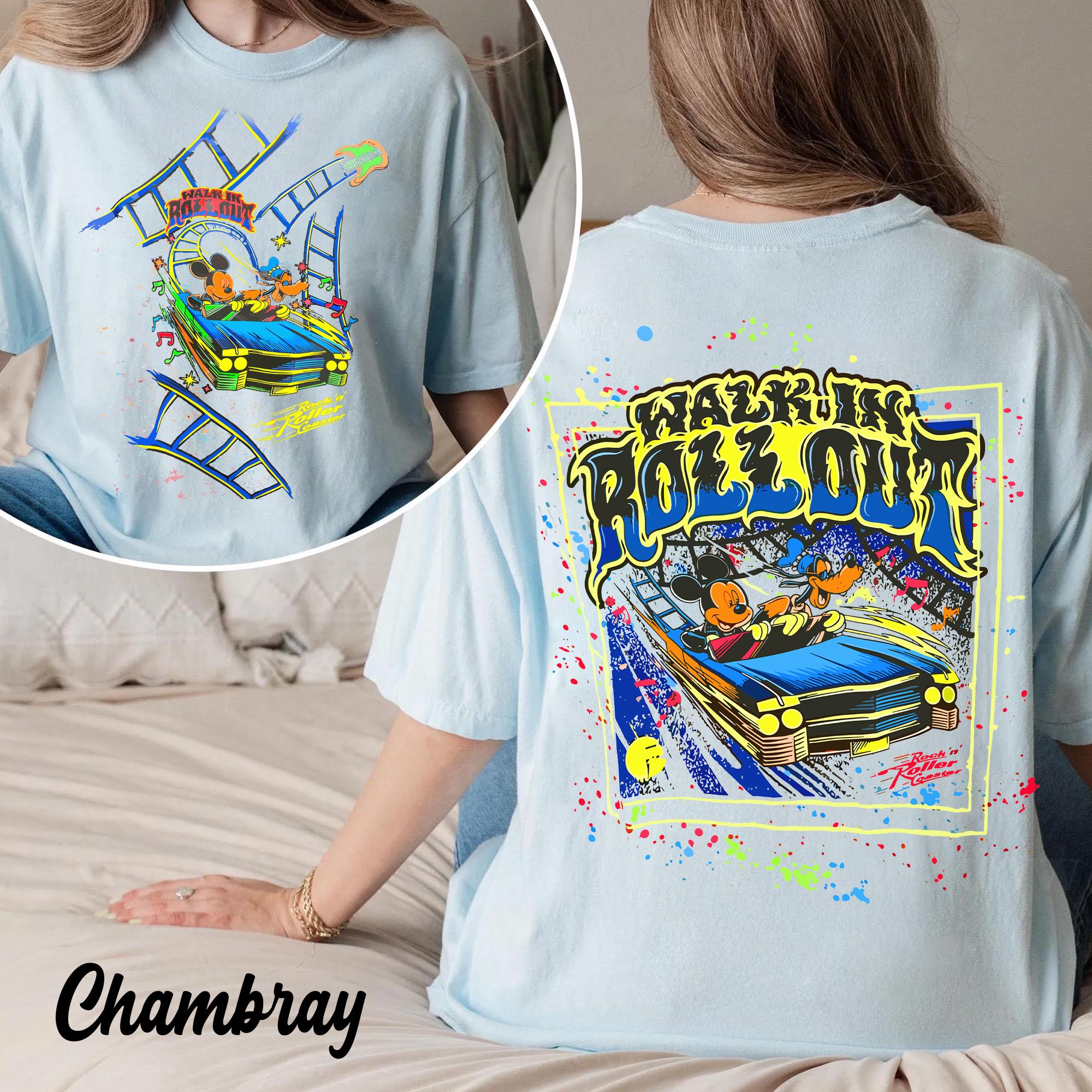 両面ディズニーミッキーとプルートロックンローラーコースターTシャツ 