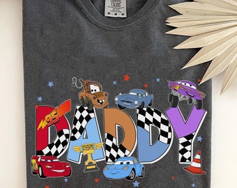 Custom Name Daddy  Cars Themed Comfort Colors Shirt,  Dad Car Lovers Tee, Personalized Father's Day Gift, Disneyland Family Trip