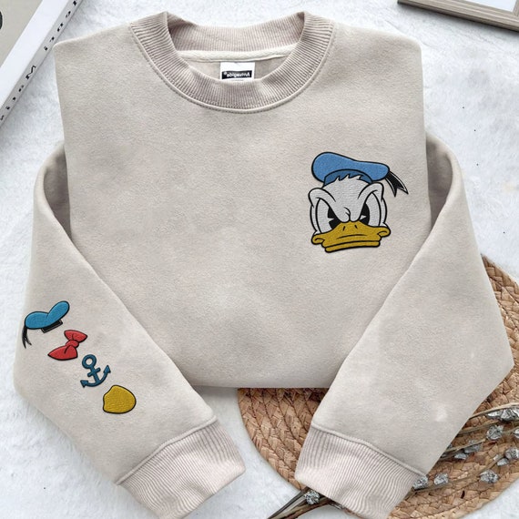 YA STUDIO×ディズニー シャツ ドナルド刺繍 アイボリー M ドナルドダック90周年記念刺繍スウェットシャツ、ドナルドダック