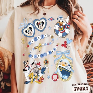 Watercolor Mickey And Friends Sailor t-shirt, Vintage Disney Cruise Line Locket Heart Coquette Bow Tee, Disneyland Cruise Family Trip 2025